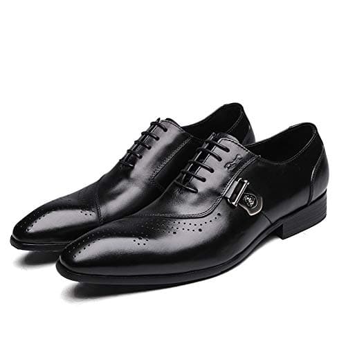 Felix Chu Men's Oxford Shoes Men Classic Modern Dress Shoes Men Formal Buckle Leather Shoes Men Office Business Shoes (7.5, Black)