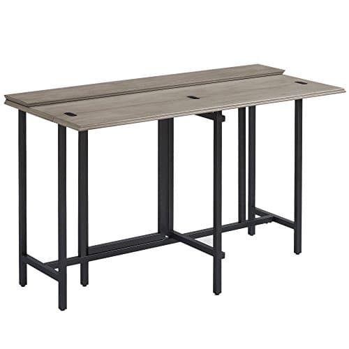 Rectangle Convertible Dining Room Table, Metal and Wood Construction, Grey Color + Expert Guide