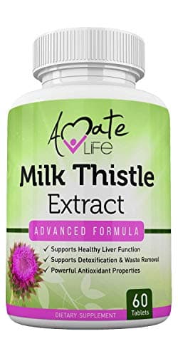 Milk Thistle Extract Liver Support Supplement Cleanse Detox & Repair Formula 80% Silymarin Powerful Antioxidant Supplement or Men & Women 60 Tablets Amate Life