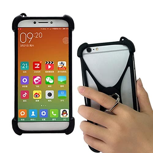 Universal Soft Silicone Black Case for Unimax UMX U683CL Ans Ul40 UL50 L50 U452tl U683CL U504TL U673c Phone Stand Ring Holder Case Cover for Samsung Galaxy S10 S9 S8 S7 S6 Asus ZenFone V Live V500KL