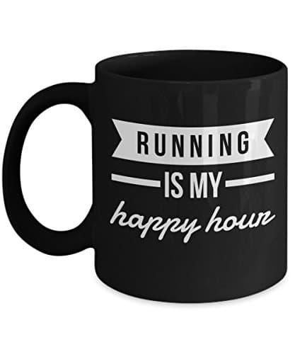 Funny Exercise Gift - Running Is My Happy Hour - 11oz Coffee Mug Tea Cup