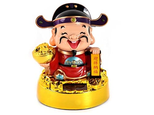 Nodding Lucky Charm Chinese Solar Powered Maneki Neko, Lucky Fortune Cat Lucky Cat