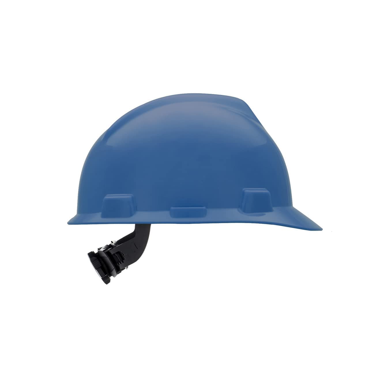 MSA 475359 V-Gard Cap Style Safety Hard Hat With Fas-Trac III Ratchet Suspension | Polyethylene Shell, Superior Impact Protection, Self Adjusting Crown Straps - Standard Size in Blue