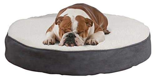 Round Pet Bed- Memory Foam Pillow Top Reversible Cat and Dog Bed with Removable Sherpa/Micro-Suede Machine Washable Cover