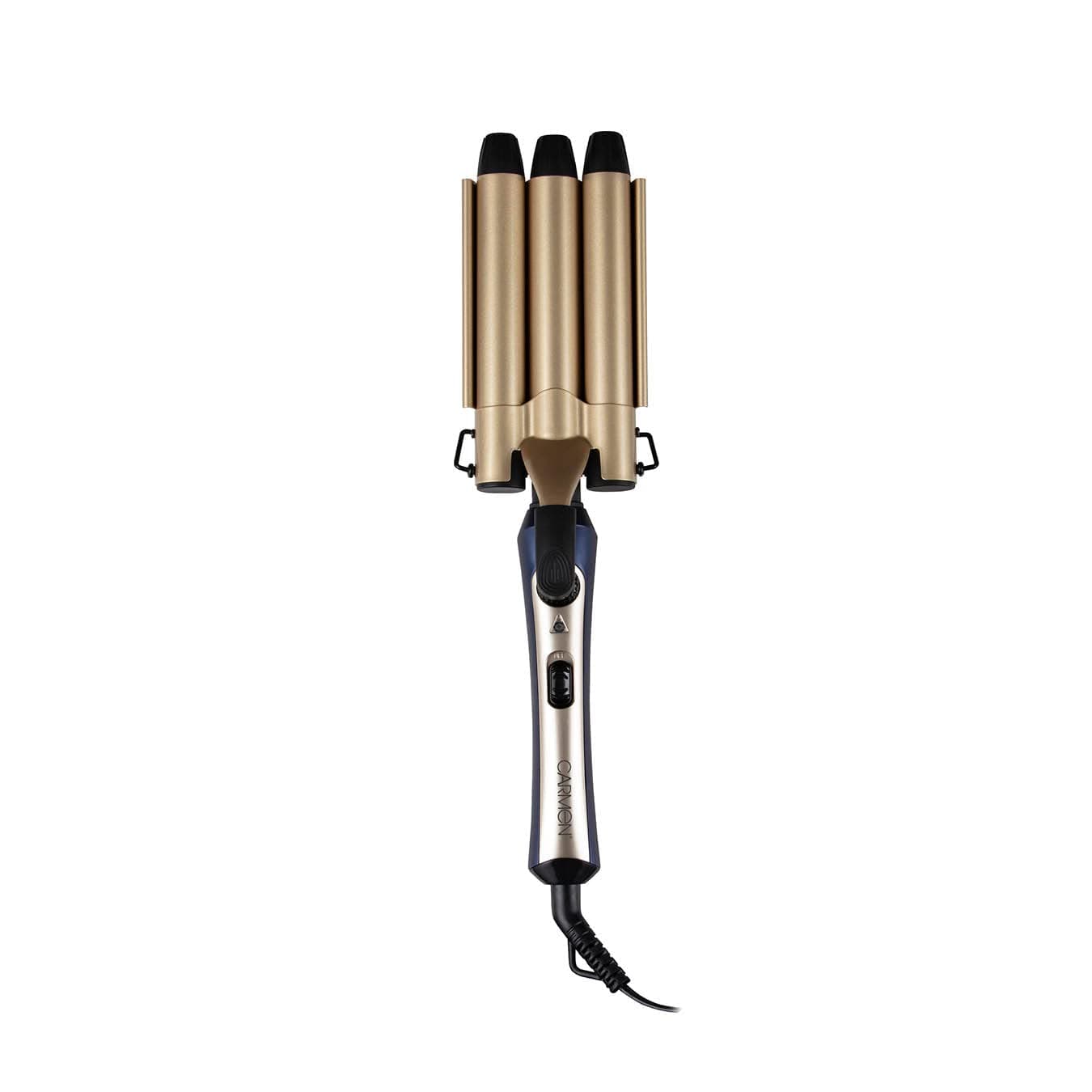 Carmen C81135BC Twilight Triple Barrel Mermaid Hair Waver with Temperature Settings and 3 x 22mm Ceramic Coated Barrels, Blue and Champagne Gold