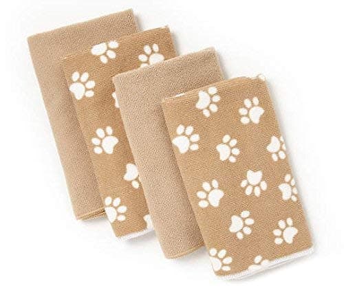 Great Gatherings Tan and White Puppy Paws Microfiber Kitchen Towels (4 pack)