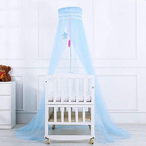 BabyTeddy Mosquito Net for Baby Cot Baby Crib Cradle Playpen Mosquito Net with Stand (3 Position Adjustable Heights) (Blue)