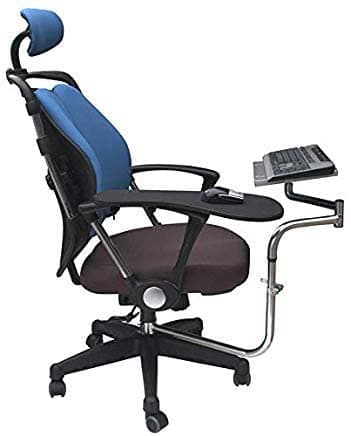 OK010 Ergonomic Laptop/Keyboard/Mouse Stand-Mount for Workstation/Video Gaming/etc (can be Installed to Your Chair Column or Any Round bar with max 1.96 inch Diagonal Thickness (Black)