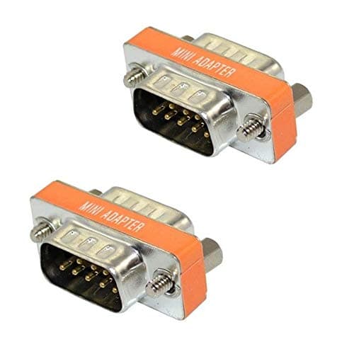GuangMaoBo Gender Changer Null Modem DB9 Male to Male Plug Adapter Connector Cross RS232 Slimline Data Transfer (2 Pack)