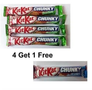 Nestle Japan Kitkat Chunky Hazelnut Wafer Bar (4 pieces free 1) 38g