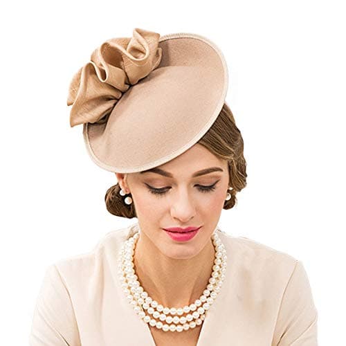 F FADVESVintage Women's Fascinators Wool Felt Pillbox Hat Ladies Hats for Church Derby Party Wedding Teardrop Hat Flower Fedoras
