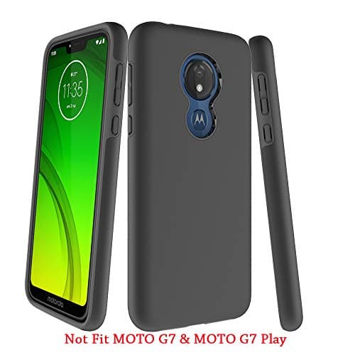 ERAGLOW Moto G7 Power Case, Moto G7 Supra Case, Slim Soft TPU & PC 2 in 1 Protective Heavy Duty Rubber Bumper Case Cover for Motorola Moto G7 Power Phone (Black)