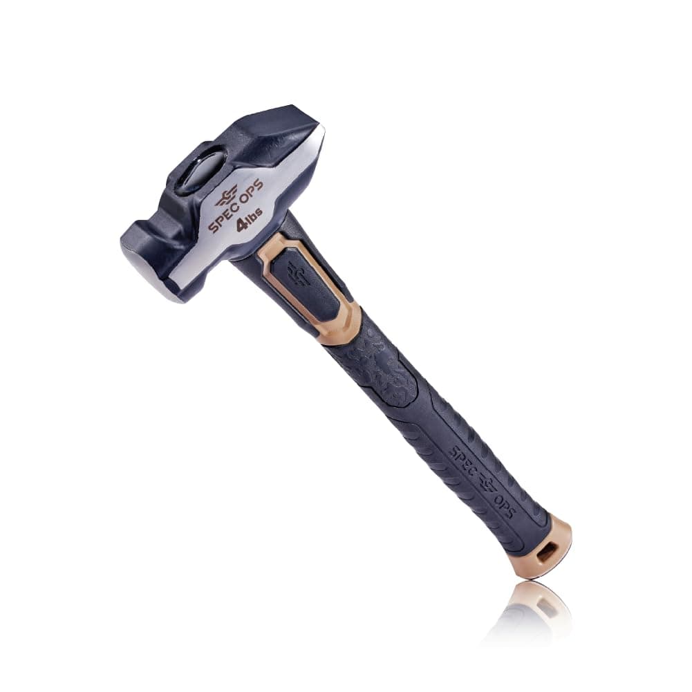 Tools Blacksmith Hammer, 4 lb Sledge Hammer with Bi-Material Shock Absorbing & Vibration Dampening Handle, 3% Donated to Veterans, Black/Tan