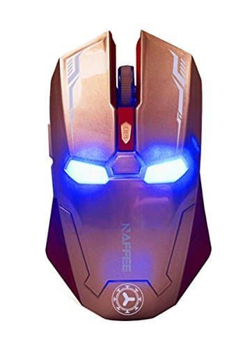 Naffee Wireless Optical Mouse, Gold, 2.4Ghz, 2400 DPI, for the Super Hero fan