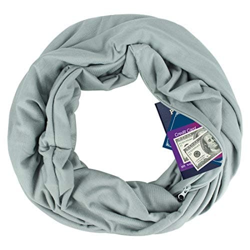 Women's Infinity Scarf with Hidden Zipper Pocket Travel Loop Scarf Wrap