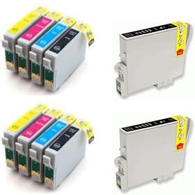 2 Full Sets + 2 Black Inks : 10 High Capacity Compatible Ink Cartridges Multipack T0445 - T0441 T0442 T0443 T0444 for Epson Stylus C64 C66 C84 C86 CX3600 CX3650 CX4600 CX6400 CX6600 Printers