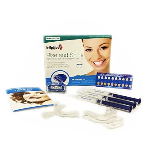 Teeth Whitening Kit Infinitive Beauty Rise & Shine LED Tooth Whitening Kit Gold - Inc 3X 3ml Sodium Bicarbonate Gels, x3 Syringe Tips, x2 Single Mouth Tray, Shade Guide& LED Light