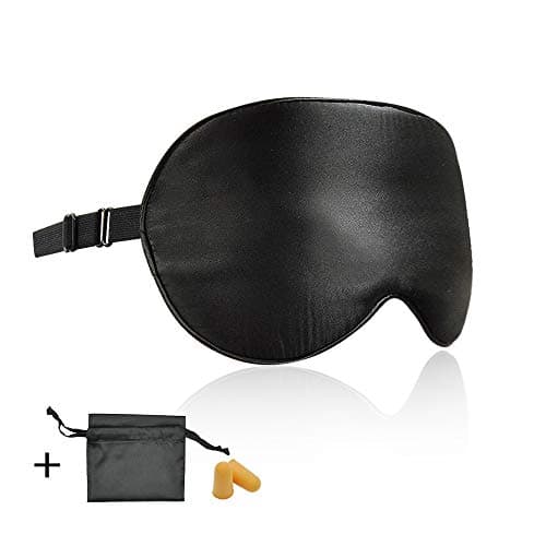 Silk Sleep Mask Eye Mask Blindfold with Adjustable Elastic Strap for Full Night's Sleep, Travel and Nap, Bonus Free Luxury Bag and Ear Plugs