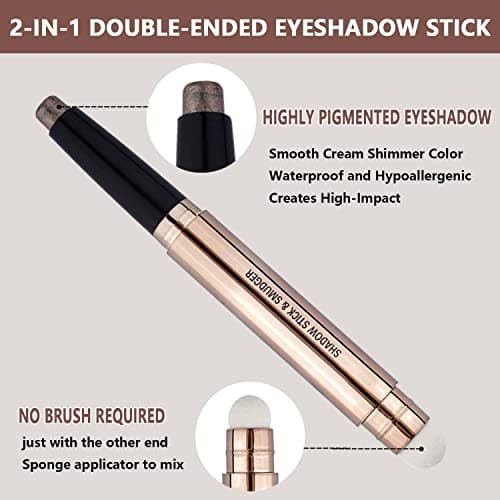 18 color eyeshadows stick shimmer,Highlighter waterproof eyeshadow pen,Colour pop eye makeup (Brown shimmer # 07)