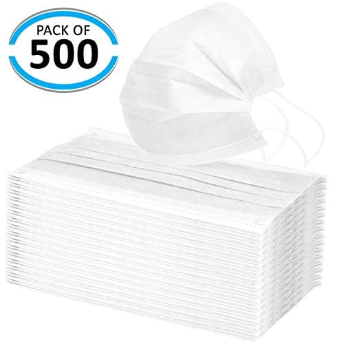 Disposable Face Masks with Elastic Ear Loop 3 Ply Breathable and Comfortable for Blocking Dust Air Pollution Protection Pack of 500