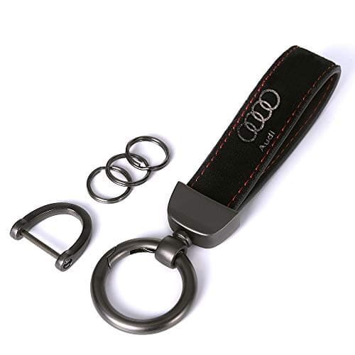 121Fruit Way Genuine Leather Car Logo Suit for Keychain Suit for A1 A3 A4 A5 A6 A7 A8 Q5 Q7 R8 S5 S7 Q5 RS Key Chain Keyring Family Present for Man and Woman,Black