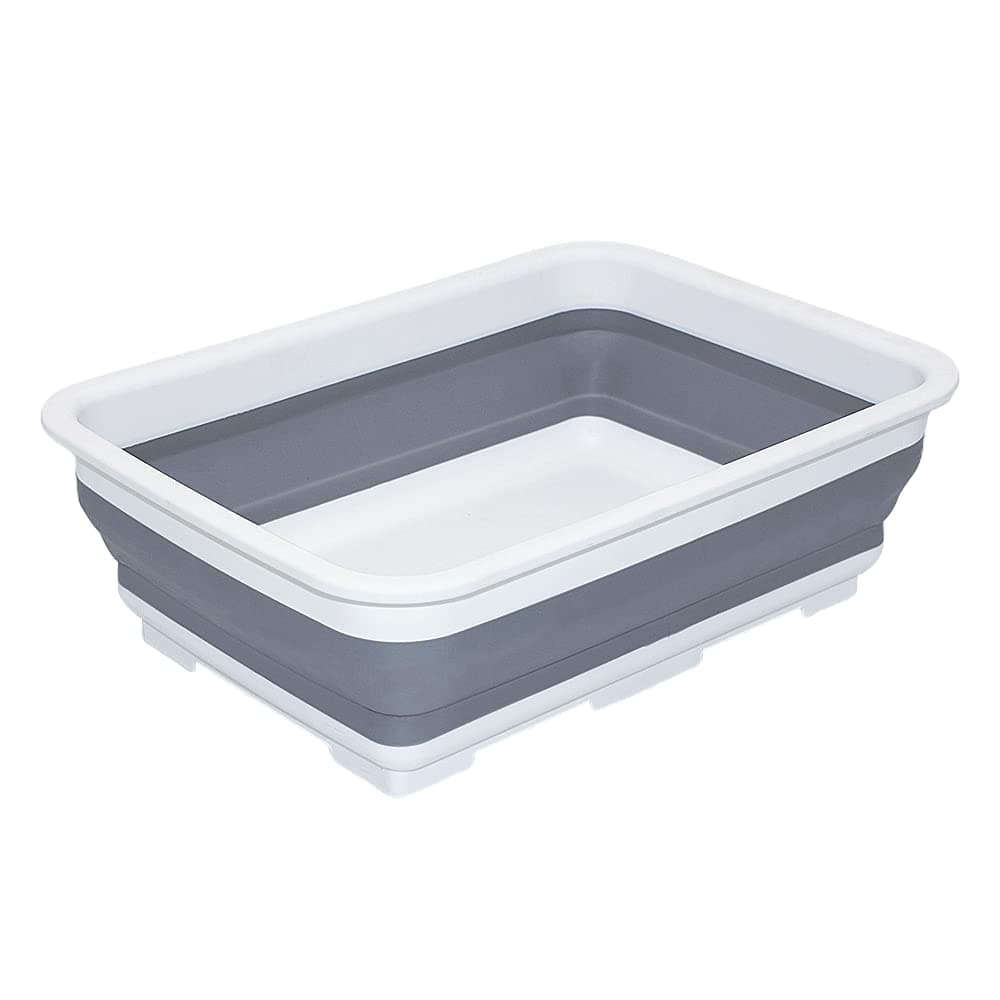Collapsible Dish Pans – 10L (2.6 Gal) Foldable Sink Tub, 14.5'' x 10.5'' x 5", Compact and Space-Saving Multiuse Foldable Basin for Dish Washing, Camping, RV and Vegetable Cleaning