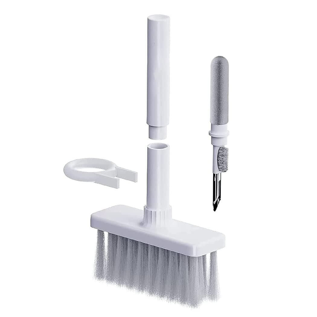 Amanely Cleaner Kit for Keyboard Soft Brush 5 in 1 Bluetooth Earphones Cleaning Tools Pen Compatible with Laptop Airpods 1 2 Pro Camera Lens (White)