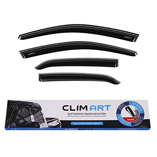 CLIM ART Incredibly Durable Rain Guards for Toyota Corolla 2009-2013 Sedan, Original Tape-on Window Deflectors, Vent Deflector, Vent Window Visors for Cars, Dark Smoke, Car Accessories, 4 pcs- 409011