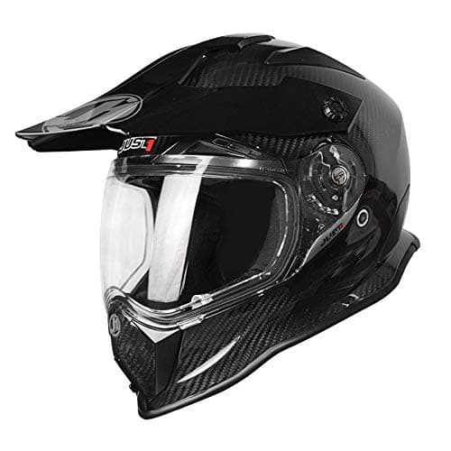 JUST1 J14 Fiber Shell Off-Road MX Motorcycle Helmet (Gloss Black, Large)