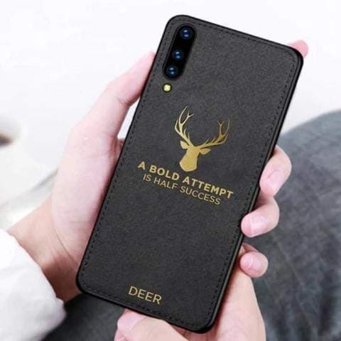 Axxeum Deer Series - Soft Fabric Case with Anti Slip Grip and Camera Protection Cases and Covers for Samsung A30S / A50 / A50S (Black)