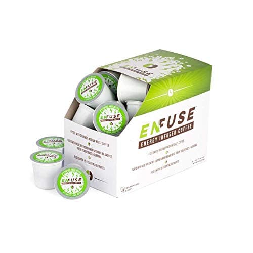 ENFUSE Energy Infused Coffee with Healthy Energy & 15 Essential Nutrients, Gourmet Medium Roast Coffee Boosted with B6, B12, Green Tea Extract & Guarana for Extra Energy, Pack of 24 K Cup Pods