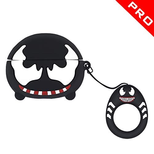 Cartoon Super Hero Earphone Case for Apple AirPods Pro 2019, Round Silicone Charging Headphones Cases for New Airpods Pro 3 Protective Cover (Venom)
