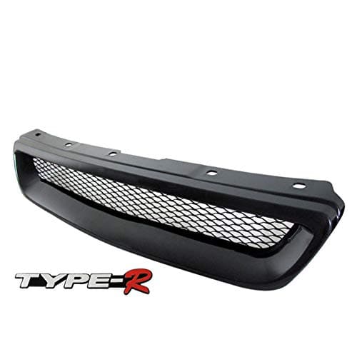 Compatible/Replacement For 1996-1998 Honda Civic Front Bumper Grille Grill Black Type-R Style with Emblem