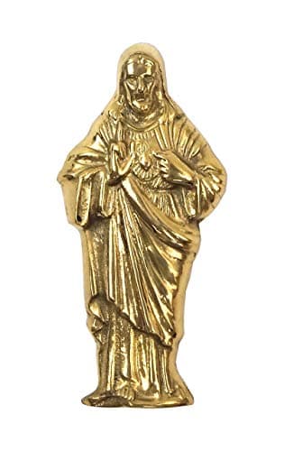 Deco 89 (Sacred Heart of Jesus Brass Plaque with Wall Hanger, 6" H x 3" W