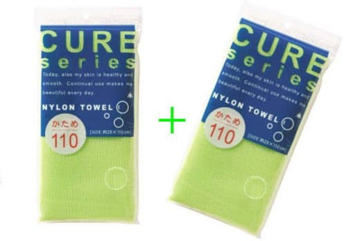 Cure Series Japanese Exfoliating Bath Towel From OHE - Hard Weave - Green, 110cm -Value Set of 2(With Values Japan Original Discription of Goods)