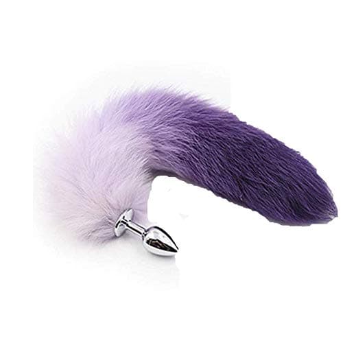 LvBo Multicolor Three Size Fluffy Faux Fox Tail Charms Cosplay Costume Role Play Prop (Purple (Faux Fur), L)