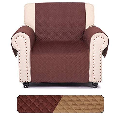 LAZY CALA LIFE Chair Sofa Slipcovers, Reversible Couch Slipcover Furniture Protector with Elastic Straps,Cover Perfect for Pets and Kids,Machine Washable(Chair:Chocolate/Camel)