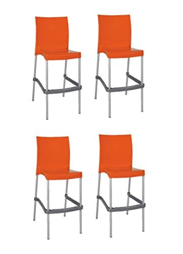 Tensai Porto Bar Stool - Orange - Set of 4