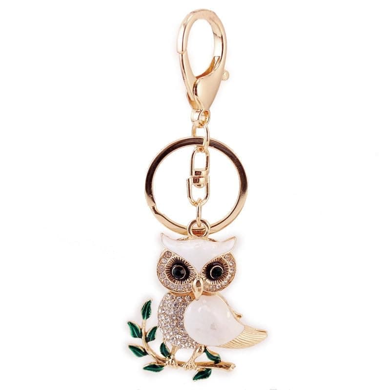 Silver Cross Rhinestone Keychain Charm Pendant Purse Bag Crystal Key Holder Arts Craft Pendant Inspiration Key Ring (owl on the branch)