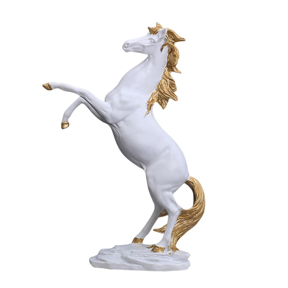 QBMYCNStanding Horse Resin Statue - Rearing Horse Art Figurine Decorative Sculpture for Desktop Decor, Office, Living Room