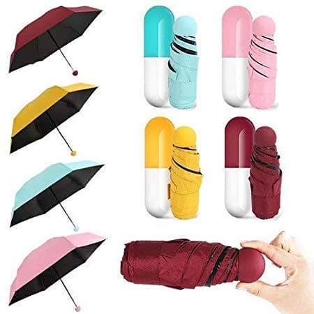 Capsule Shape Umbrella/Stylish/Compact Size/Easy to Carry/Anti-UV Capsule Umbrella with Cute Capsule Case Waterproof Ultra Protective/Mini UV Umbrella (Colour May Vary)