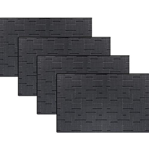 pigchcy Placemats Durable Heat-Resistant Placemats for Dining Table Washable Woven Vinyl Kitchen Placemats Set of 4 (18x12 inches,Dark Grey Mix Black)