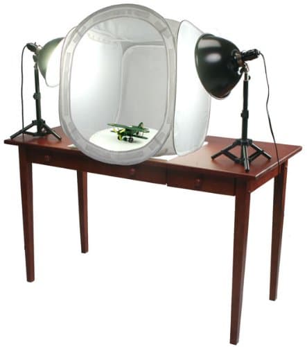 EZspin 3D 360 Product Photography Kit for animated product images - 20" (51cm) EZcube Light Tent Cube, Two Tabletop Lights Set, two 5000K TrumpetTop Bulbs and 14" EZspin Turntable