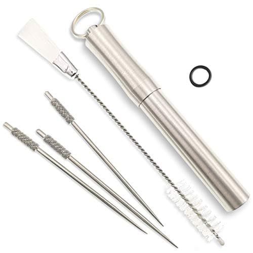 GUGUJI Premium Titanium Toothpick Holder Box Set