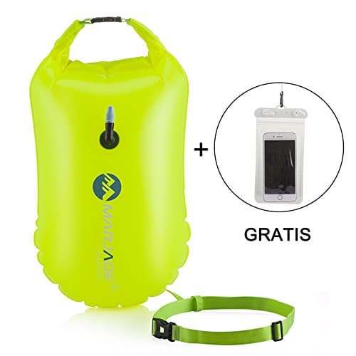 MARJAQE Open Water Swim Buoy,Highly Visible Safety Swim Float with Dry Bag and Waterproof Cell Phone Case for Swimmers,Eco-Friendly PVC and Large Capacity