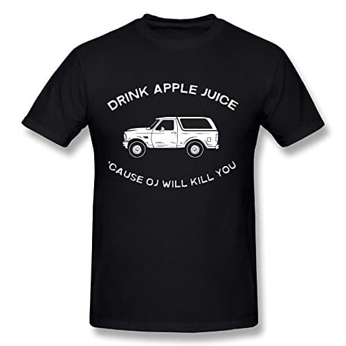VR4U Funny Drink Apple Juice 'cause OJ Will Kill You Men Cotton Plus T-Shirt Fashion Slim-Fit Tees Black XL