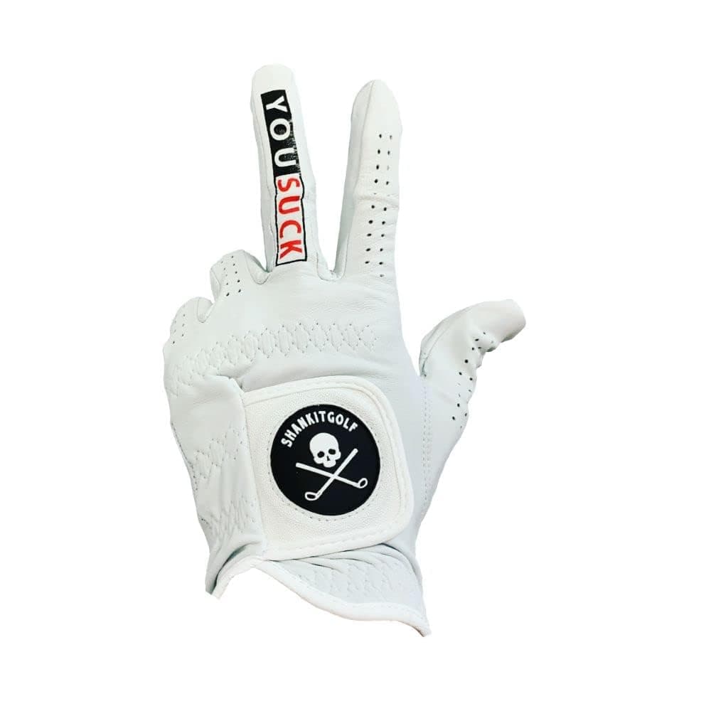 SHANKITGOLF - You Suck Golf Glove - Breathable, Lasting Grip - Made with Soft Cabretta Leather for Men & Women - Funny, for Golfers