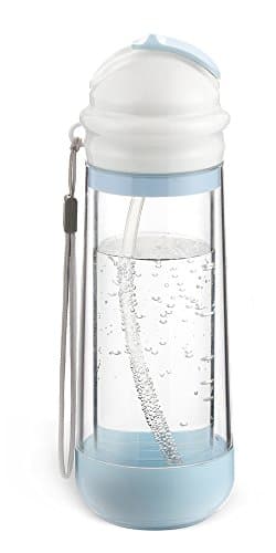 Drinkadeux Glass Double Wall Insulated Bottle with Straw, Sky