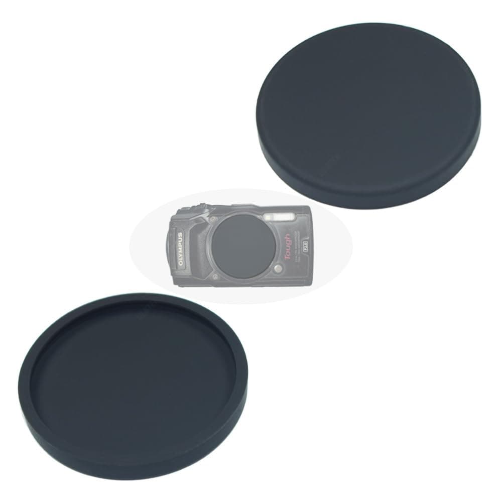 [2 Pieces] Rubber Lens Cover Cap for Olympus Tough TG-7 TG-6 TG-5 Red/Black Camera, ULBTER TG7 T6 TG5 Lens Cap Accessory