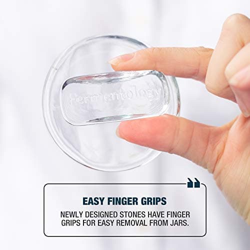Fermentology Sauer Stone Glass Weights – Pickling and Fermenting Weights - Set of 4 - Regular Mouth Mason Jar Fermentation